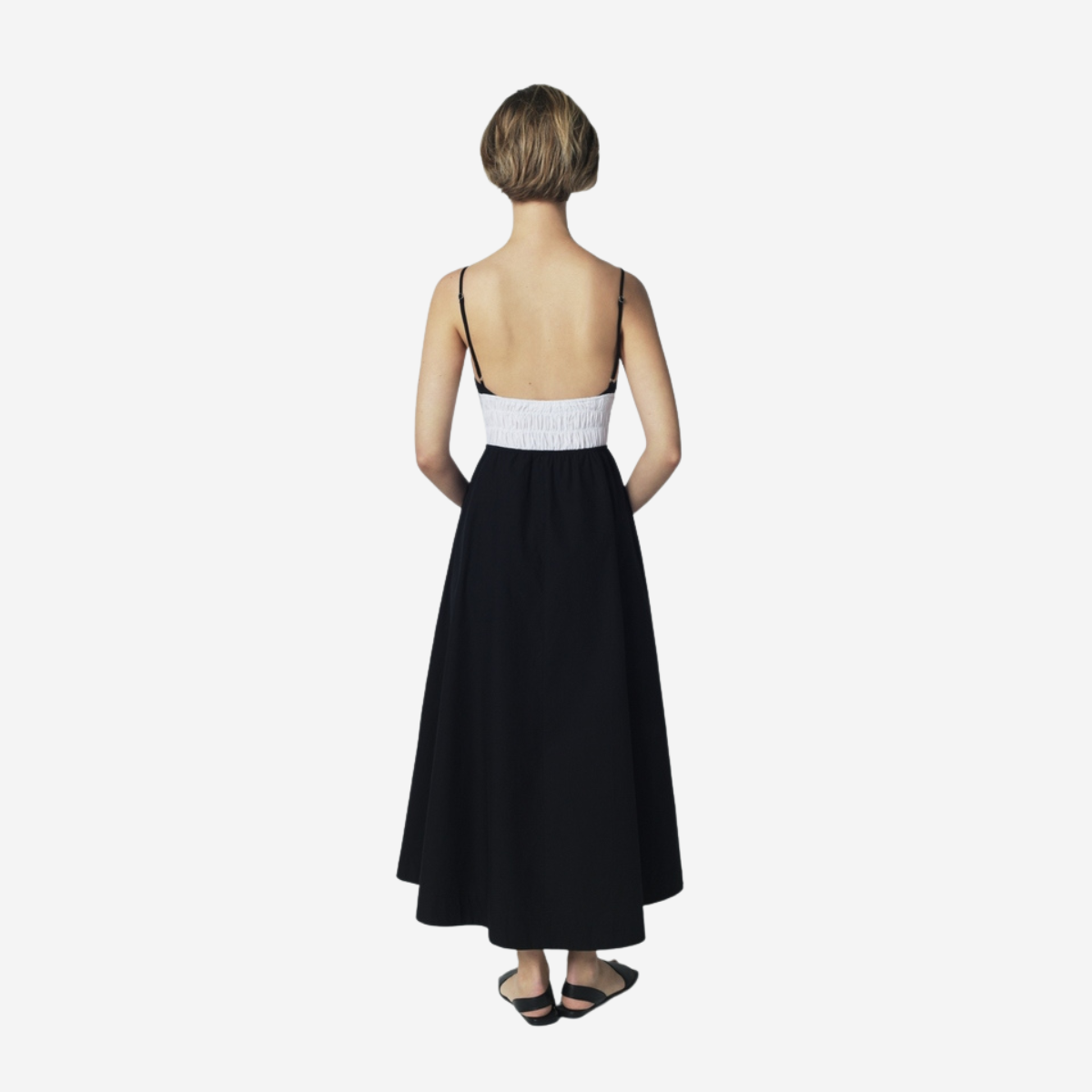 Black White Panel Maxi Dress - Image 2