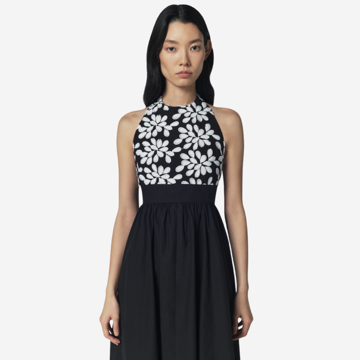 Black Floral Halter Maxi Dress - Image 3